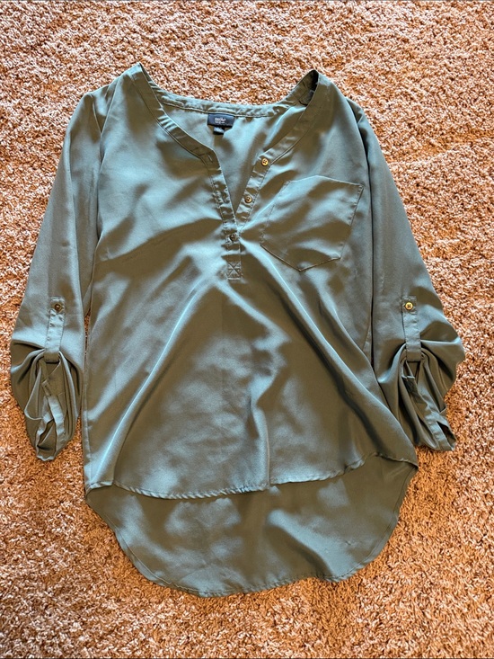 Mossimo Supply Co. Tops - Mossimo Supply Co. Olive Green Split V-Neck Tunic